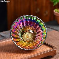 Colorful Gildedtea Cup  Lotus Shape Jian Zhan Ceramic Kung Fu Tea Bowl Owner Single Cup Kiln Tea Cup Exquisite Handicrafts