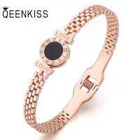 QEENKISS BT813 Fine Jewelry Wholesale Fashion Woman Girl Birthday Wedding Gift Round Love Titanium Stainless Steel Cuff Bracelet