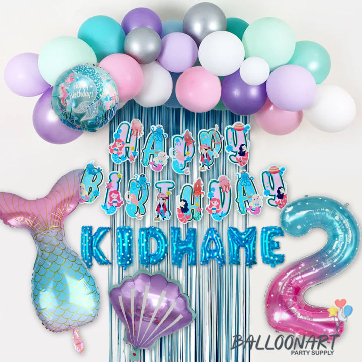 MERMAID BALLOON GARLAND DEKORASI/ULANG TAHUN ANAK CEWE/BALON FOIL PUTRI