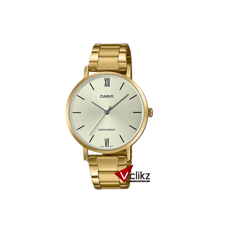 Casio นาฬิกาข้อมือผู้หญิง สายสแตนเลส สีทอง -Vclikz ของแท้ รับประกันเครื่อง 1 ปี