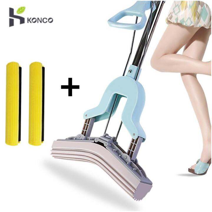 Konco Sponge Mops Floor Cleaning Mop Folding Absorbing Squeeze Water Glue Cotton Kitchen cleaner