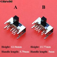 10PCS Panel PCB 8 Pin 3 Position 2P3T DP3T Slide Switch Side Knob Straight Foot Switch Handle Toggle Power Switch SK23D05