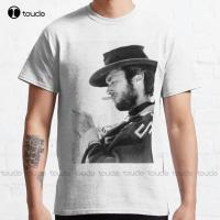 Clint Eastwood Smoking Classic T-Shirt Clint Eastwood Sunflower Shirts For Women Cotton Outdoor Simple Vintage Casual Tee Shirts 4XL 5XL 6XL