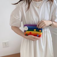 Dompet Pelangi Dompet Kembalian Tas Tangan Tempat Kartu Dompet Clutch Buatan Tangan Dompet Koin Rajutan Kecil untuk Hadiah Wanita