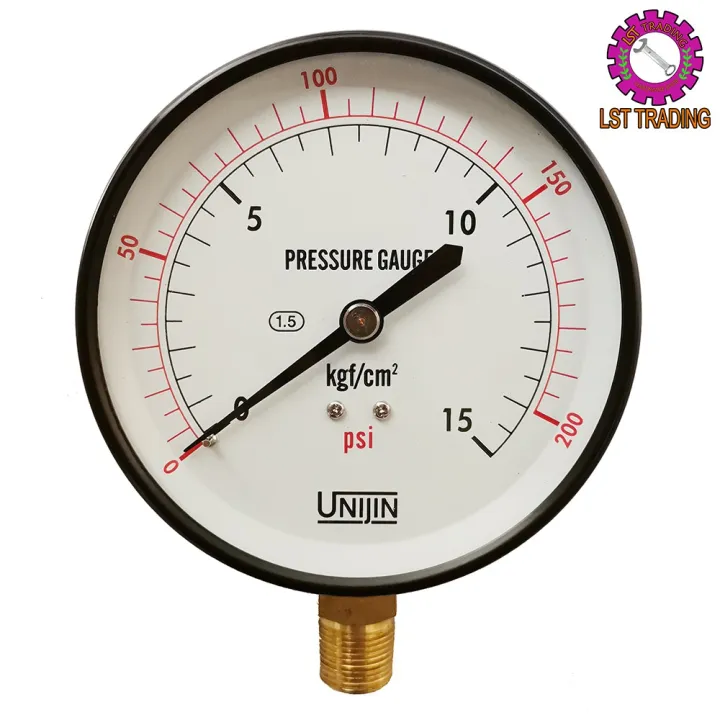 [READY STOCKS] 100MM X 200PSI UNIJIN PRESSURE GAUGE 3/8" BOTT.C. METAL
