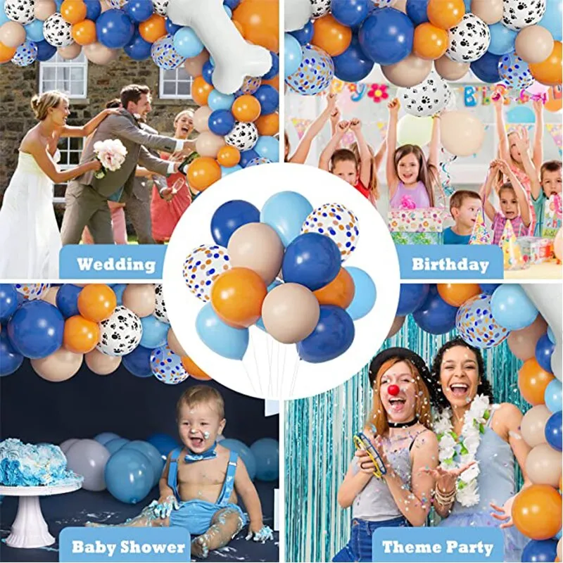121Pcs Dog Paw Balloons & Bone Balloon Birthday Balloons Garland Arch Kit  For Boys Girls Bluey Theme Birthday Party Decorations