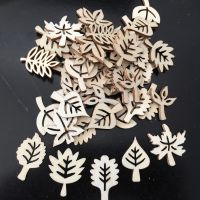 50Pcs Wooden Flower Leaf Shaped Crafts Laser Cut Blanks Slices Embellishments for Sewing Clip Arts and Crafts Nature Decorations Clips Pins Tacks