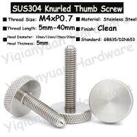 5Pcs-10Pcs M4 GB835 DIN653 SUS304 Stainless Steel Hatching Knurled Thumb Screw Flat Head Curtain Wall Glass Hand Tighten Bolts