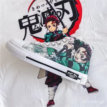 Anime Demon Slayer Canvas Shoes Lace Up Tanjirou Nezuko Zenitsu Pattern  Skateboard Shoes Campus Casual Shoes Sneakers for Boys Teens Men   Walmartcom