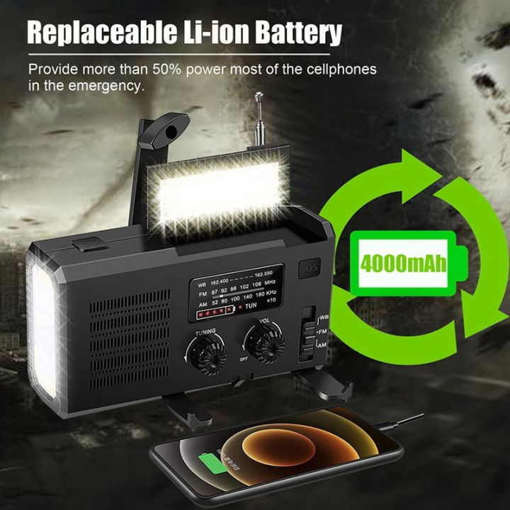 solar-power-emergency-am-fm-radio-outdoor-hand-crank-generator-4000mah-with-flashlight-phone-charger