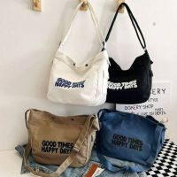 fashion9794  กระเป๋าสะพายข้าง Tote Bag ผ้าแคนวาส แฟชั่นสกรีนอักษร สะพายไหล่ ผู้ชายผู้หญิง สไตล์มินิมอล พร้อมส่งจากไทย B766