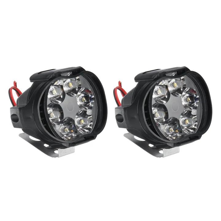 2Pcs 6LED Headlight for Motorcycle Spotlights Lamp Vehicle Auxiliary
