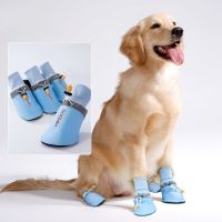 ETX4pcs/set Dog Shoes English Printed Outwear Booties Adjustable Classic Breathable Four Seasons Large Size Pet Supplies