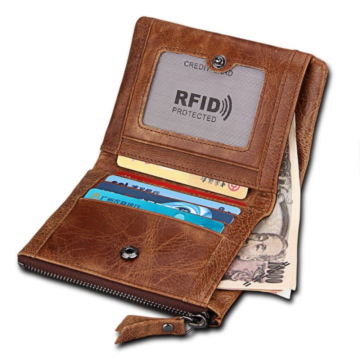 วินเทจขายดีซองใส่บัตรเครดิตในกระเป๋าเงินปลอดภัยดีไซน์-rfid-กระเป๋าสตางค์ใส่เหรียญกระเป๋าใส่เงินของผู้ชายหนังแท้