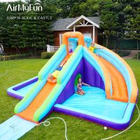 สระว่ายน้ำเป่าลม เป่าลมสไลเดอร์ สไลเดอร์เป่าลม บ้านลมเด็ก เป่าลมปราสาท Inflatable Water Bounce House for Kids with Long Slide and Ball Pool, Kids Bouncy Playhouse for Outdoor or Indoor