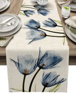 【NEW】【Penghantaran Privasi Tinggi】 Cross-Border Double-Layer Table Runner Imitation Linen Digital Printing Living Room Table Coffee Table Holiday Decorative Cloth Table Cloth Support Picture