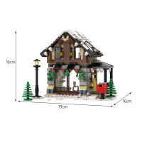 MOC Christmas Architecture Series Winter Sport Shop Building Blocks Kit Idea Assemble House Bricks Toys For Children Xmas Gifts