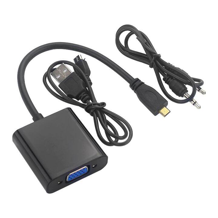 Micro to VGA Adapter Cable 1080P Video Converter with Audio Jack USB