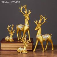 ☈∈❒ Chinese Auspicious Resin Crafts Elk Set Ornaments Wine Cabinet Decoration Furnishings Business Gifts