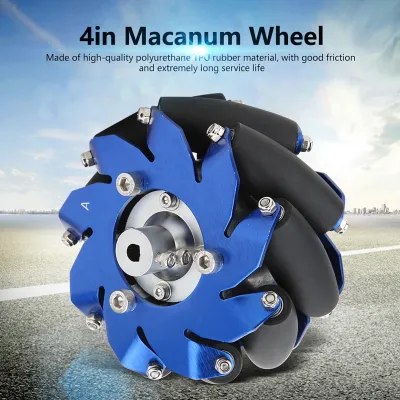 Mecanum Wheel 4in Mecanum Wheel ทนทานพร้อมลูกกลิ้งยาง TPU สำหรับเปลี่ยนสำหรับหุ่นยนต์อุตสาหกรรม