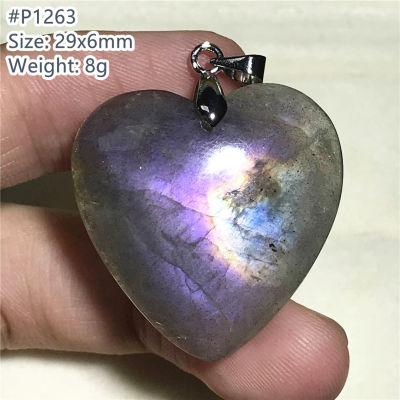 Natural Labradorite Pendant Heart Jewelry For Women Lady Men Love Gift Crystal Purple Light Moonstone Stone Beads Silver AAAAA