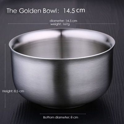 304 Stainless Steel Bowl Double Anti-Scalding Food Container Korean Rice Salad Bowl Ramen Instant Noodles Soup Bowl Metal