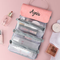 【Cw】personal Fold-Able Toiletry Bag Custom Embroidery Washbag Bride Gift Set PU Leather Toiletry Bag Girl S Cosmetic Makeup Kits