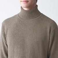 利 เสื้อไหมพรมผู้ชาย เสื้อไหมพรมคอเต่า MUJI : Comfy neck jersey turtleneck sweater #14868050613