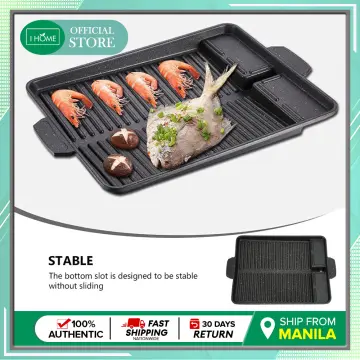 1pc 32cm Outdoor Hot Stone Grill Plate, Korean Bbq Pan, Iron Plate