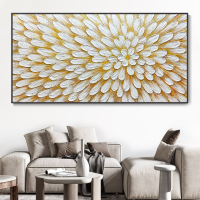 ผ้าใบดอกไม้บานขนาดใหญ่ภาพวาดสีน้ำมันพื้นผิวนามธรรมห้องนั่งเล่น Wall Art Home Decor