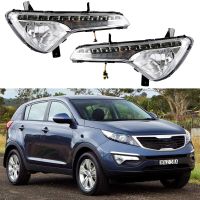 ไฟหน้าตัดหมอกไฟวิ่ง DRL ไฟเดย์ไลท์ LED พร้อมอุปกรณ์ประกอบไฟเลี้ยวสำหรับ KIA Sportage SL 2010 2011 2012 2013