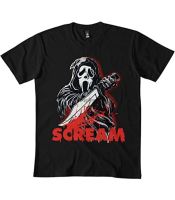 ผ้าฝ้าย 100%Ghostface หน้ากาก Scream Clic T เสื้อ DMN10แขนยาว Hoodie เสื้อกันหนาว Crewneck สีดำ (1)【s-5xl