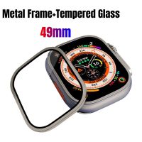 Metal Glass For Apple Watch Ultra 49mm Full Cover Screen Protector Bumper Frame+Tempered Glass For Apple iWatch ultra Glass Film Picture Hangers Hooks