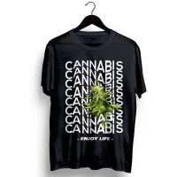 cannabisenjoylife เสื้อยืดลําลองสําหรับผู้ชายแขนสั้นคลาสสิคพิมพ์ลาย