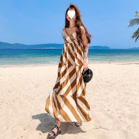 Beach seaside on high-end French tea stripe dress summer dresses