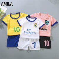 AMILA เสื้อยืดแขนสั้นของเด็ก,เสื้อเจอร์ซีย์ฟุตบอลกีฬาระบายอากาศได้ดีน้ำหนักเบา1-10ปีสำหรับเด็กผู้ชายและเด็กผู้หญิง