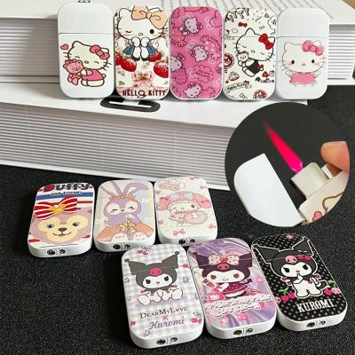 ZZOOI Kawaii Sanrio Hello Kitty Lighter Cinnamoroll Kuromi Windproof Red Flame Lighter High Quality Fast Delivery Girl Gift