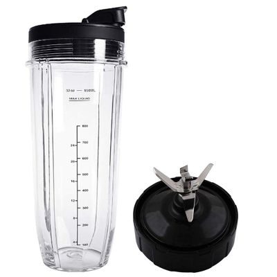 Lid and 32OZ Cup and 7 Fins Blade for Compatible for Ninja Auto IQ 1000W Blender Accessories Replacement Parts BL482