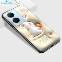 ZeroQiQi Y78เคสสำหรับ Vivo โทรศัพท์5G Y78 + 5G เคสกระจกป้องกันมือถือเรียบเคสกันกระแทกกระต่ายสามมิติสุดหรู