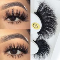 OKANEM SKONHED 1 Pair 25MM Lashes แฟชั่นของผู้หญิง ปุยปุย แฮนด์เมด กากบาด ขนตาปลอม ต่อขนตา หนายาว ขนมิงค์ 3 มิติ 100%