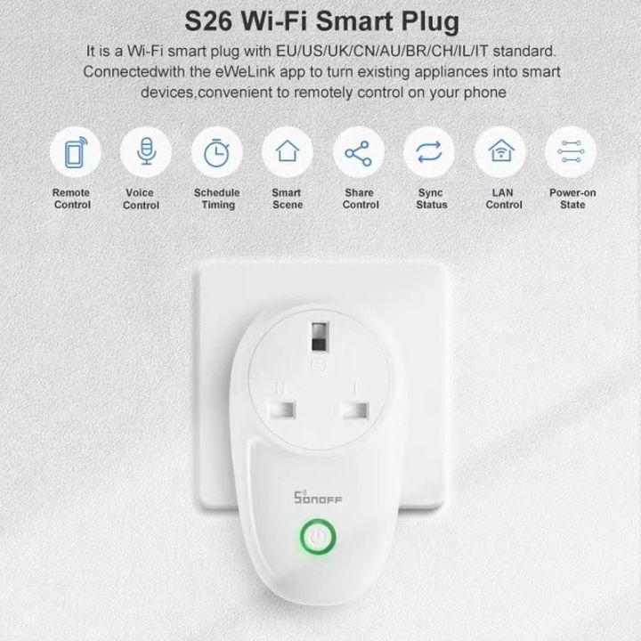 SONOFF S26/S26 R2 Smart Socket WIFI Smart Plug APP Remote Control