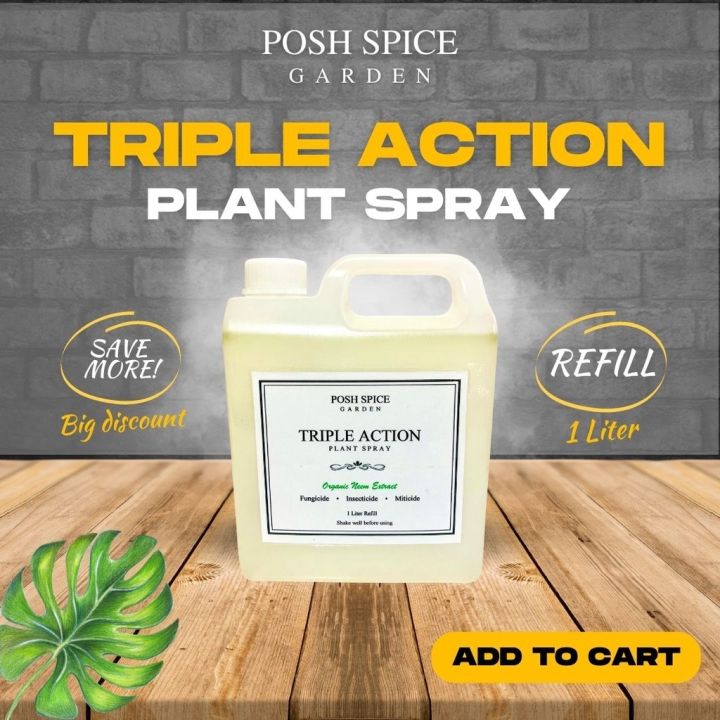 Triple Action Plant Spray 1 Liter Refill Neem Oil Pesticide Fungicide ...