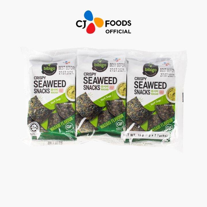 CJ Bibigo Crispy Seaweed Snacks Wasabi 5g 3 Pcs. Lazada PH
