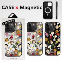 CASETIFY เคสโทรศัพท์มือถือแบบแข็ง กันกระแทก พร้อมกระจกแม่เหล็ก ลายครอบครัวสนูปปี้ ถั่วลันเตา คุณภาพสูง สําหรับ iPhone 14 Pro Max 12 13 Pro Max