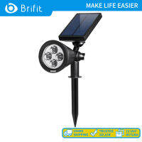 Brifit 2 in 1 หลอดไฟพลังแสงอาทิตย์พลังงานแสงอาทิตย์สวนไฟกลางแจ้งกันน้ำ 4 ไฟ LED แลนด์สเคปไฟติดผนังพร้อมเปิดปิดอัตโนมัติสำหรับลานถนนทางเดินลานสระว่ายน้ำสีฟ้าสีขาว