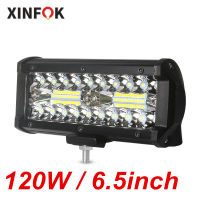 6.5 Inch 120W Spot &amp; Flood Combo Bar Driving Waterproof Led Work Light Triple Rows Off-Road Truck Car ATV SUV Jeep Cabin Boat