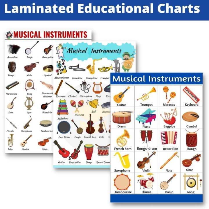 100 High-quality Laminated Musical Instruments Charts Posters for Kids ...