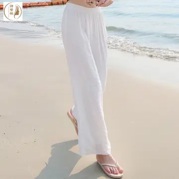 White linen beach deals pants womens