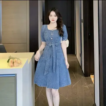 Dress denim outlet wanita