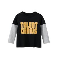 [COD] Boys autumn bottoming childrens long-sleeved t-shirt 27kids fake two-piece round neck top wholesale